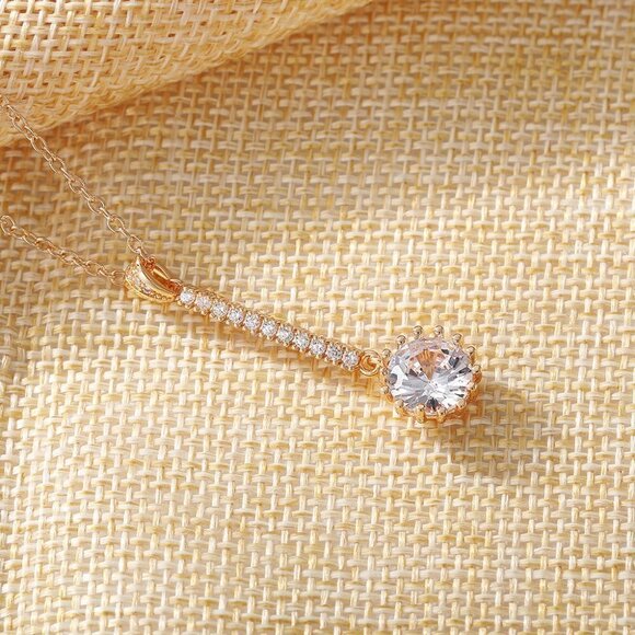 Dazzling Round Sun Flower CZ Long Pendant Necklace for Women, EVGG1112 - Picture 13 of 13